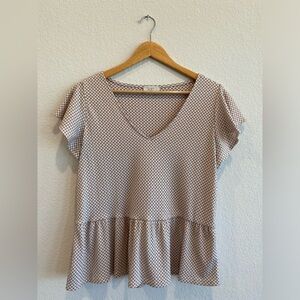 Loft - Size M - Brown & White Checkered Blouse